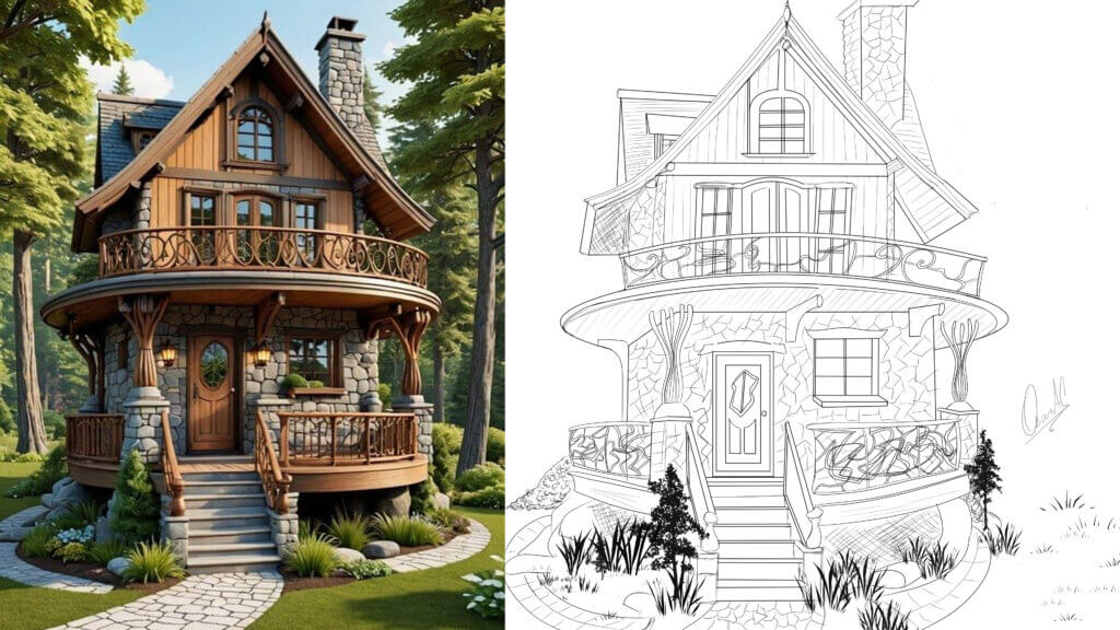 Ejercicios básicos de dibujo. Copia básica de una casa